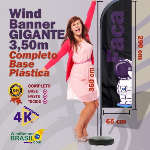 Wind Banner Kit Completo Gigante com Base Plástica Redonda