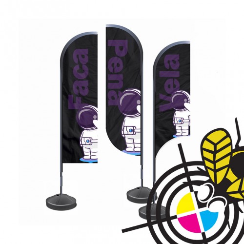 Wind Banner Kit Completo Gigante com Base Plástica Redonda