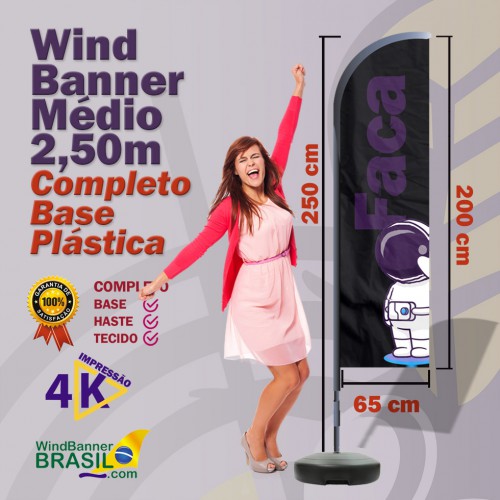 Wind Banner Kit Completo Médio com Base Plástica Redonda