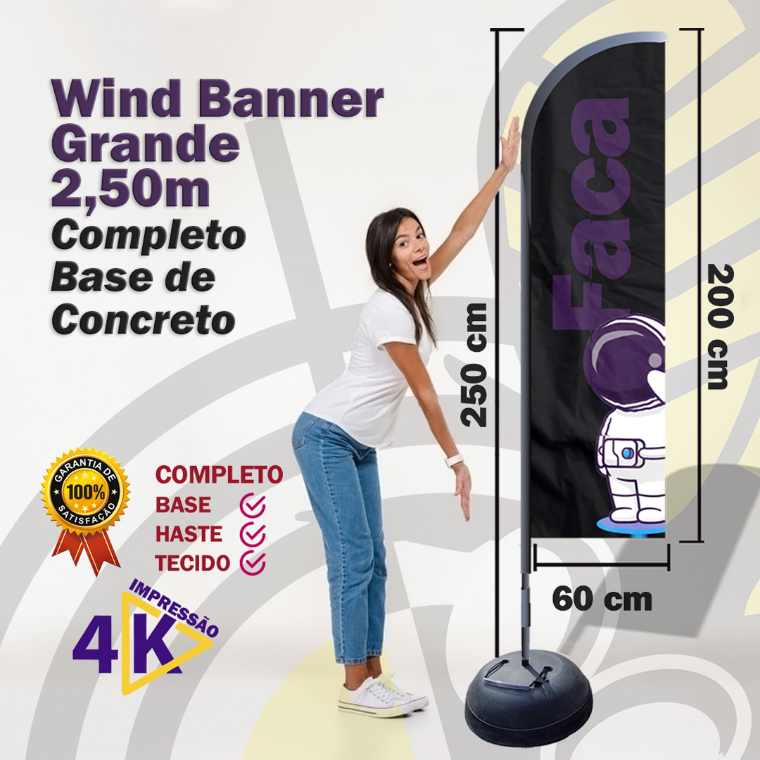 Wind Banner Kit Completo Grande com Base de Concreto
