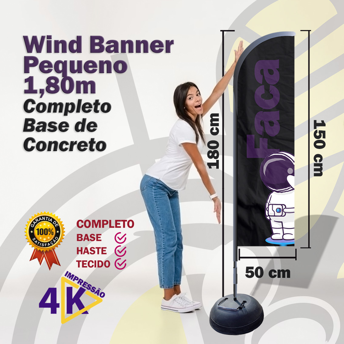 Wind Banner Kit Completo Pequeno com Base de Concreto