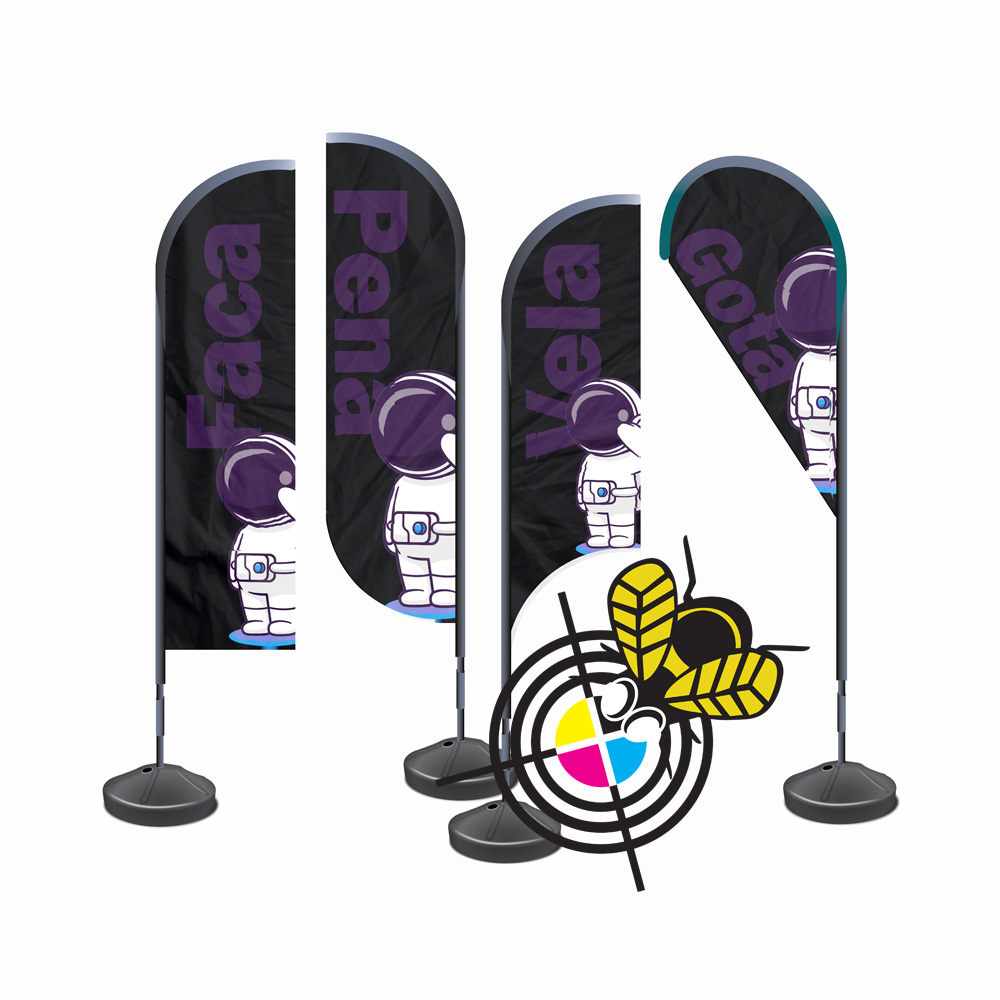 Wind Banner Kit Completo Pequeno com Base de Concreto