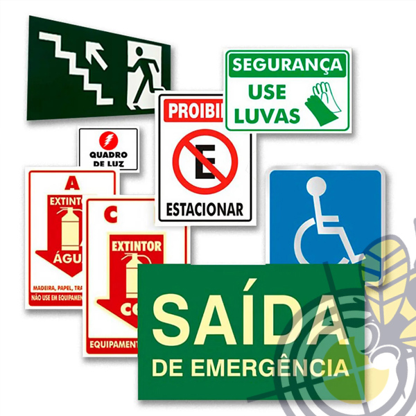 Placas de Sinalização Pequena em PVC 0,5mm Cristal 21,9x14,4cm